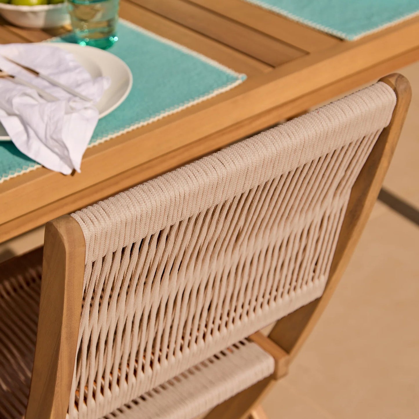 Harlyn 6 Seater Wooden Garden Dining Set with Cove Natural Chairs - 200cm - Laura James