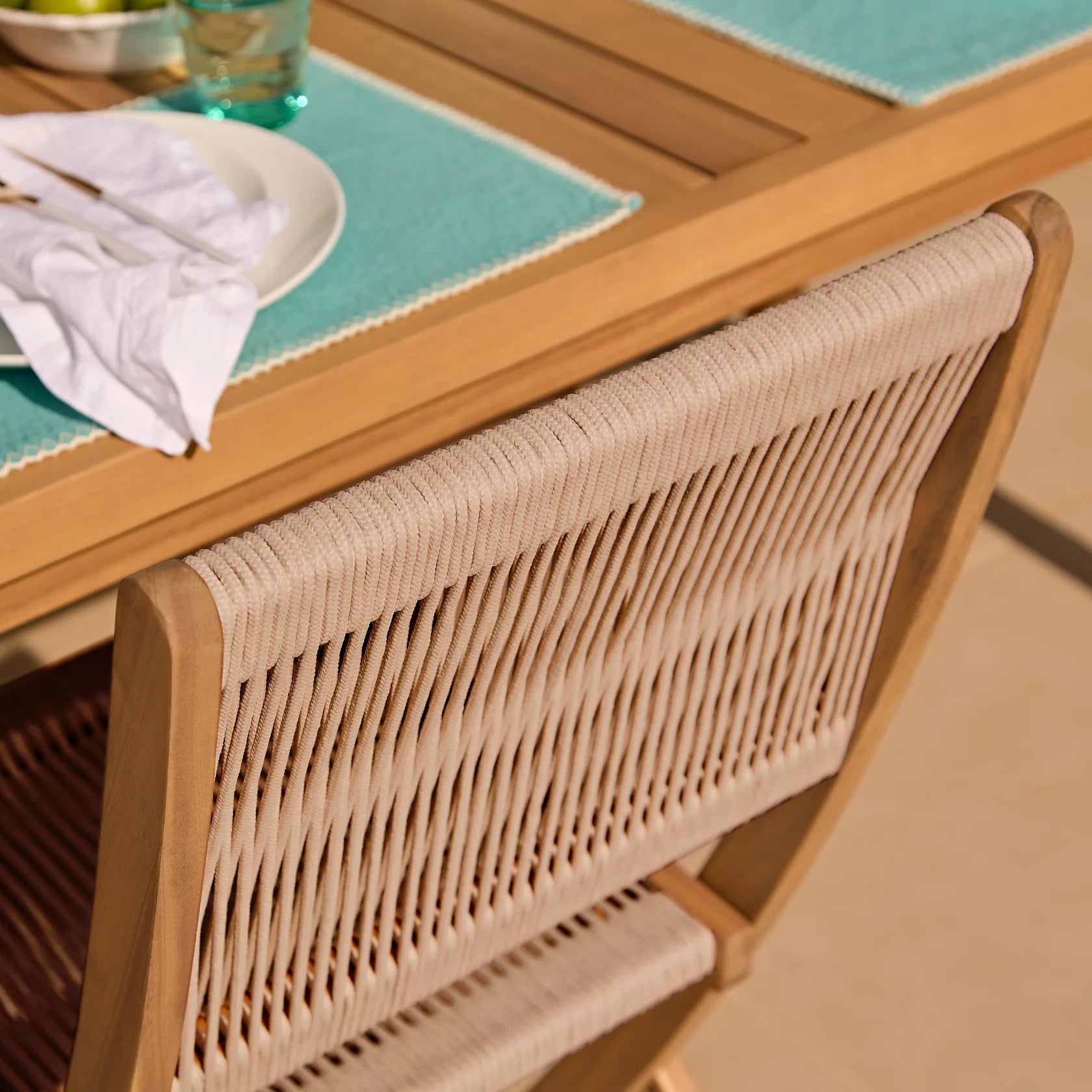Harlyn 4 Seater Wooden Garden Dining Set with Cove Natural Chairs - 160cm - Laura James