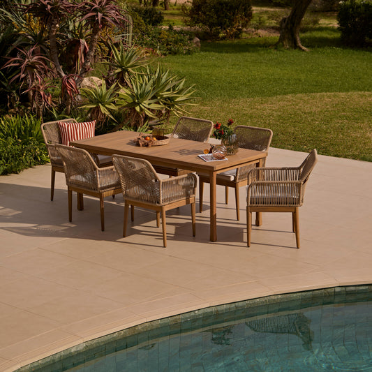 Harlyn 6 Seater Wooden Garden Dining Set with Killian Chairs - 200cm - Laura James