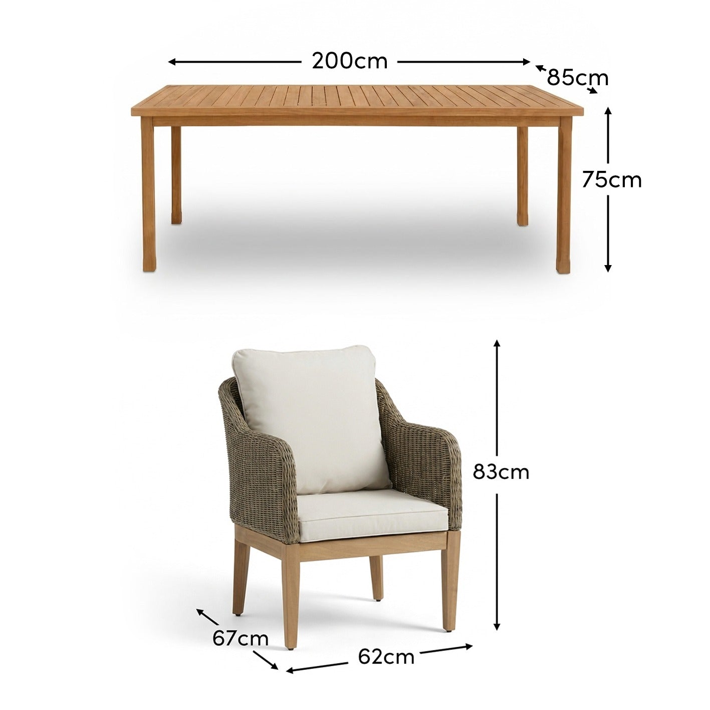 Harlyn 6 Seater Wooden Garden Dining Set with Harlyn Chairs - 200cm - Laura James