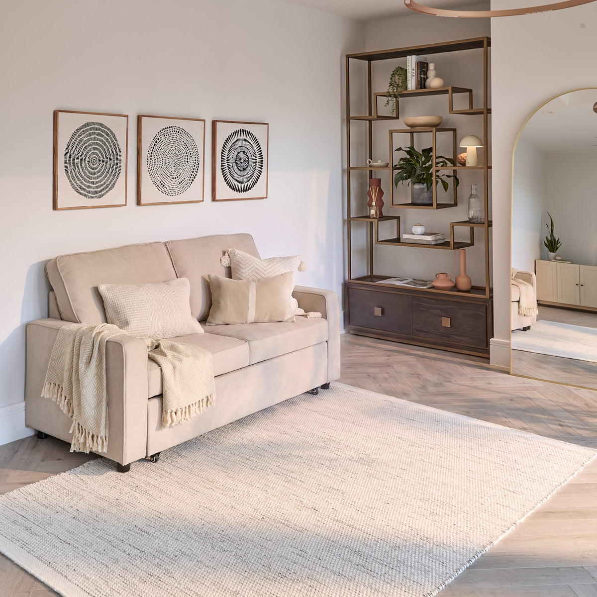 Hugo 2 Seater Sofa Bed - Warm Taupe - Laura James 