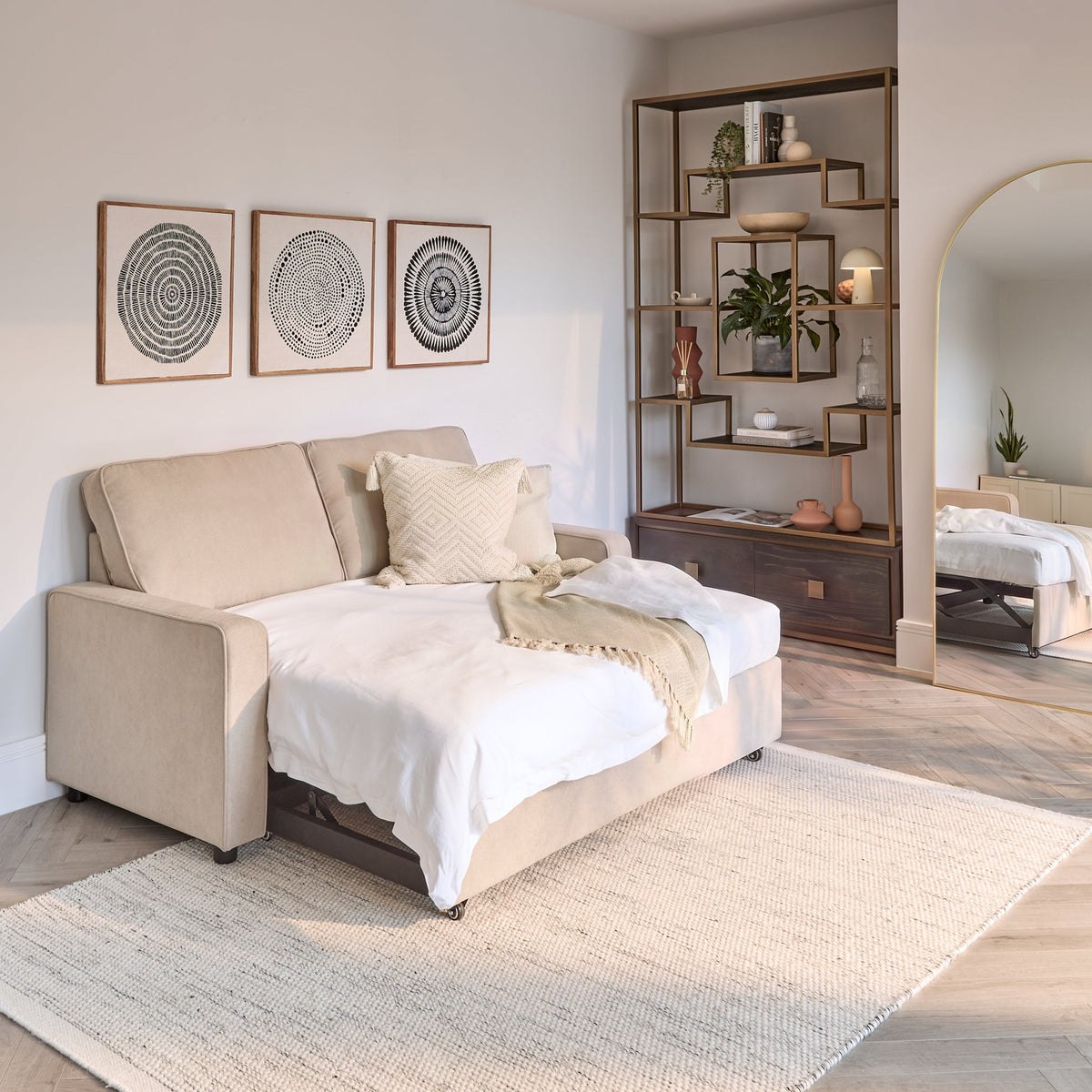 Hugo 2 Seater Sofa Bed - Warm Taupe - Laura James 