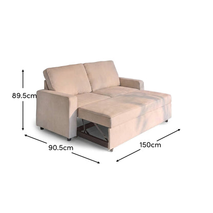 Hugo 2 Seater Sofa Bed - Warm Taupe - Laura James 