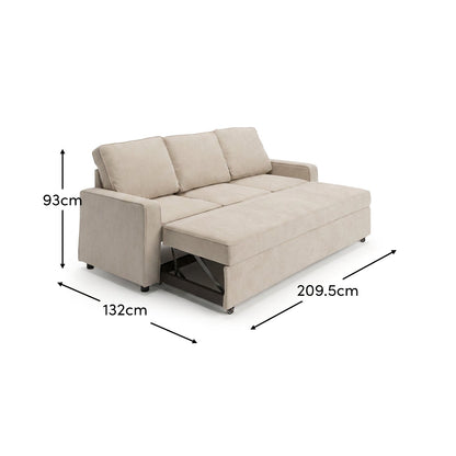 Hugo 3 Seater Sofa Bed - Warm Taupe - Laura James 
