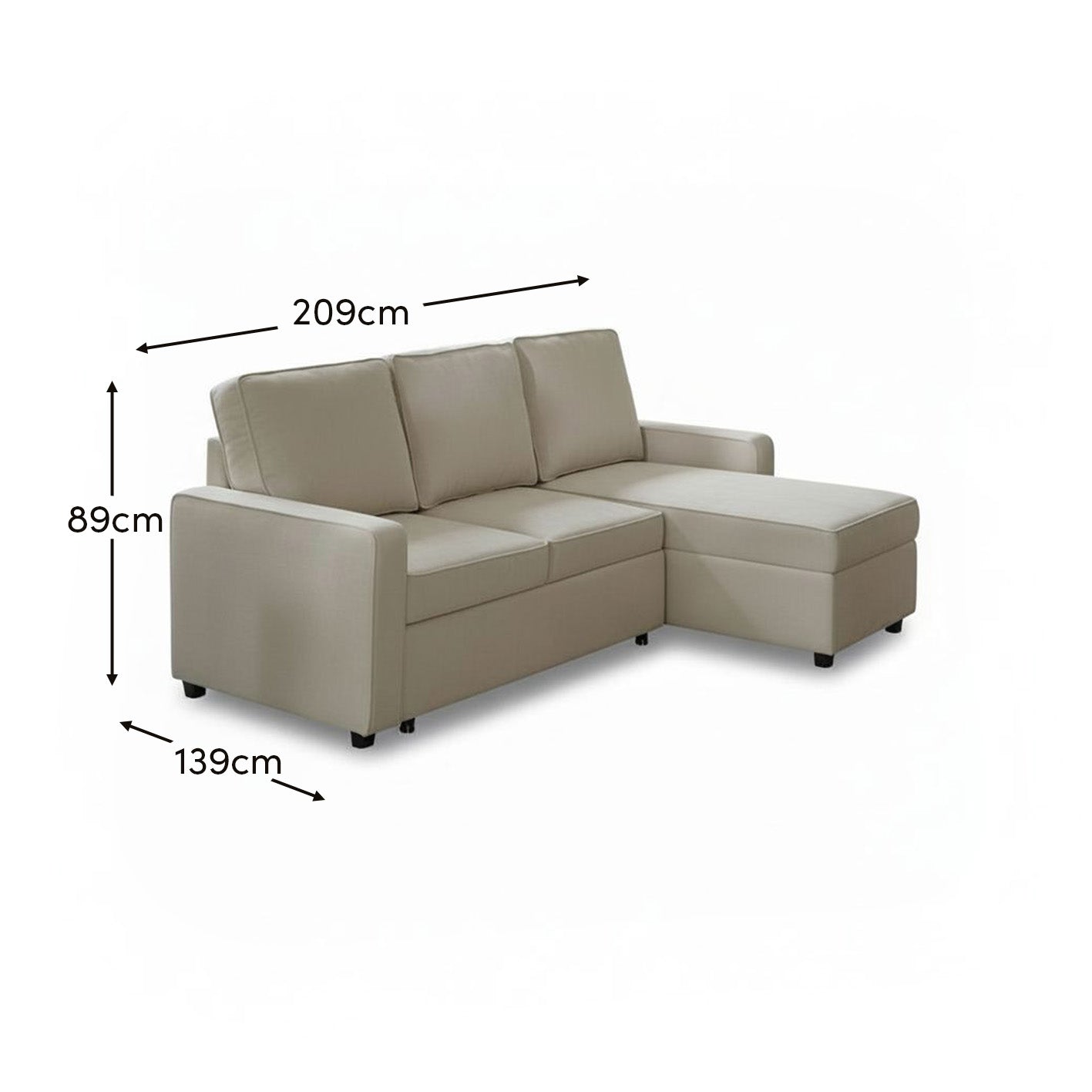 Hugo Corner Sofa Bed with Storage - White - Laura James 