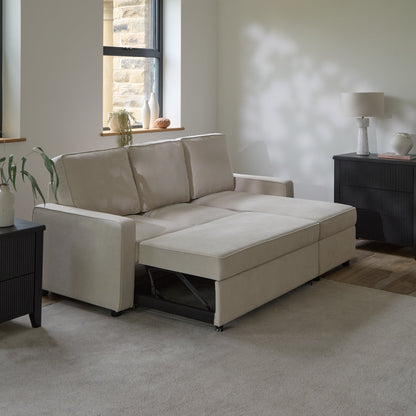 Hugo White Pull Out Corner Sofa Bed - Laura James