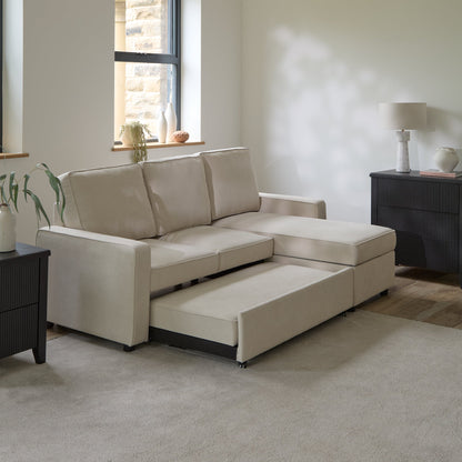Hugo White Pull Out Corner Sofa Bed - Laura James
