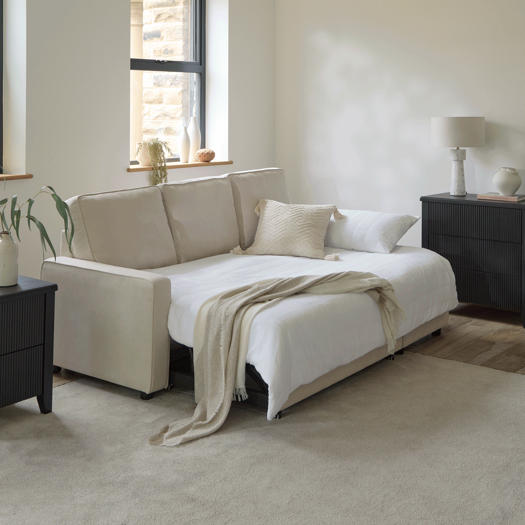 Hugo White Pull Out Corner Sofa Bed - Laura James