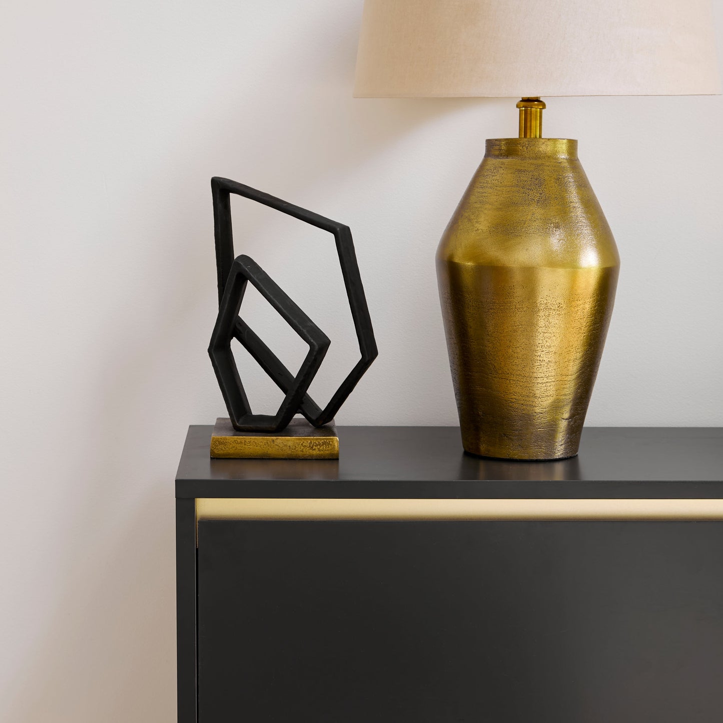 Thurlestone Gold Lamp with Coningsby Taupe Shade - 30cm