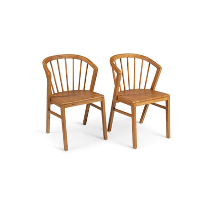 Wooden Spindle Dining Chairs Set 2 - Oak