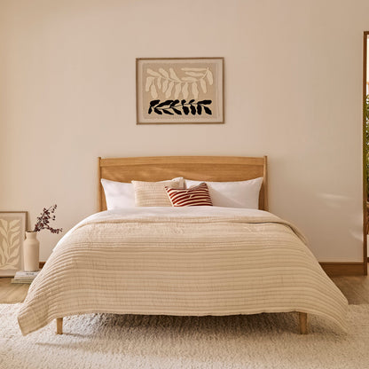 Ida Double Wooden Bed - Whitewash Oak - Laura James