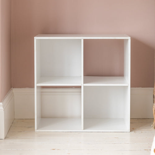 4 Cube White Bookcase Wooden Display Unit Shelving Storage Bookshelf Shelves (No Basket)