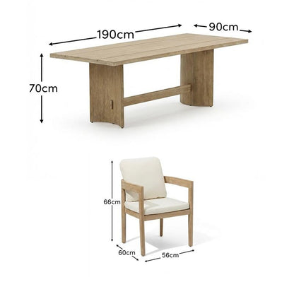 Imani 6 Seater Wooden Garden Dining Set with Imani Dining Chairs - 190cm - Laura James