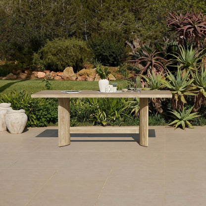 Imani 6 Seater Wooden Garden Dining Table - Light Brush Acacia- Laura James