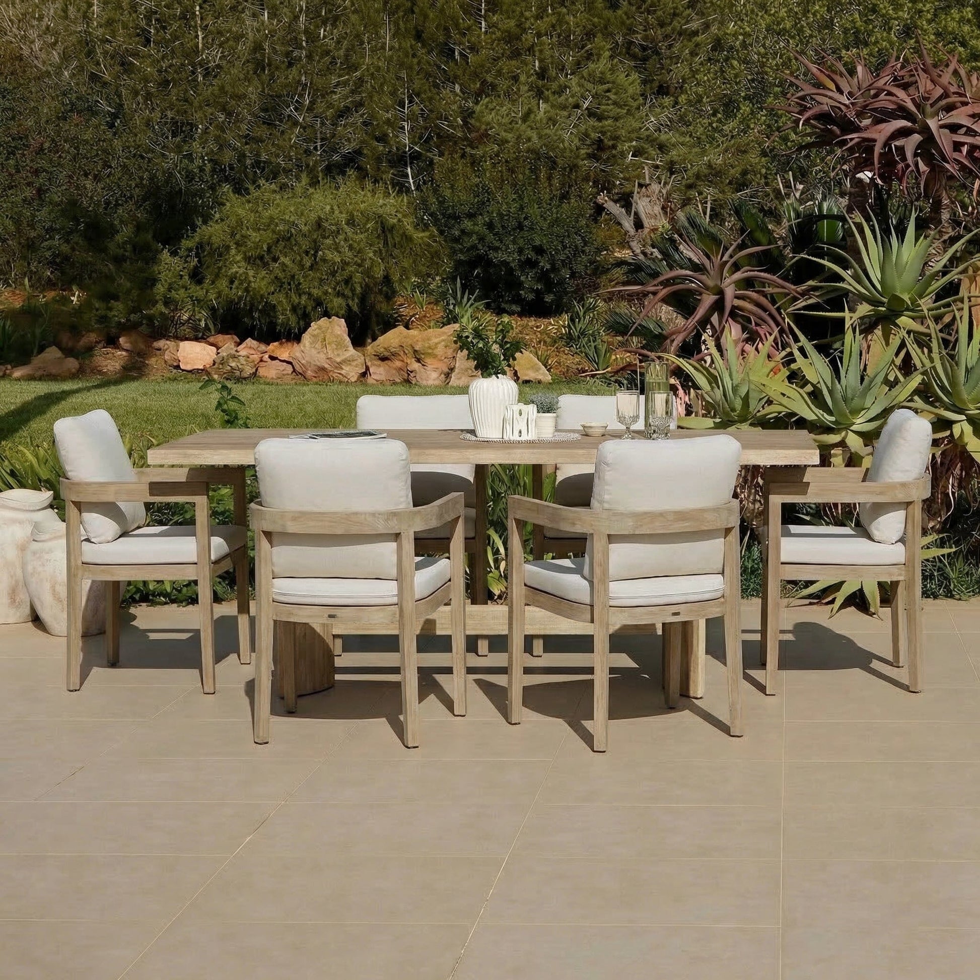 Imani 6 Seater Wooden Garden Dining Set with Imani Dining Chairs - 190cm - Laura James