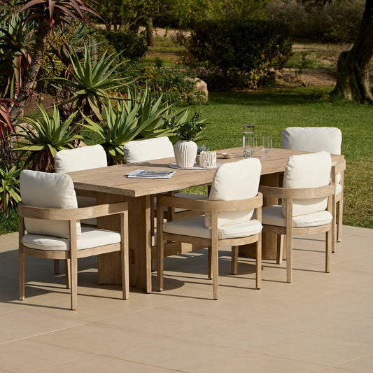 Imani 6 Seater Wooden Garden Dining Set with Imani Dining Chairs - 190cm - Laura James
