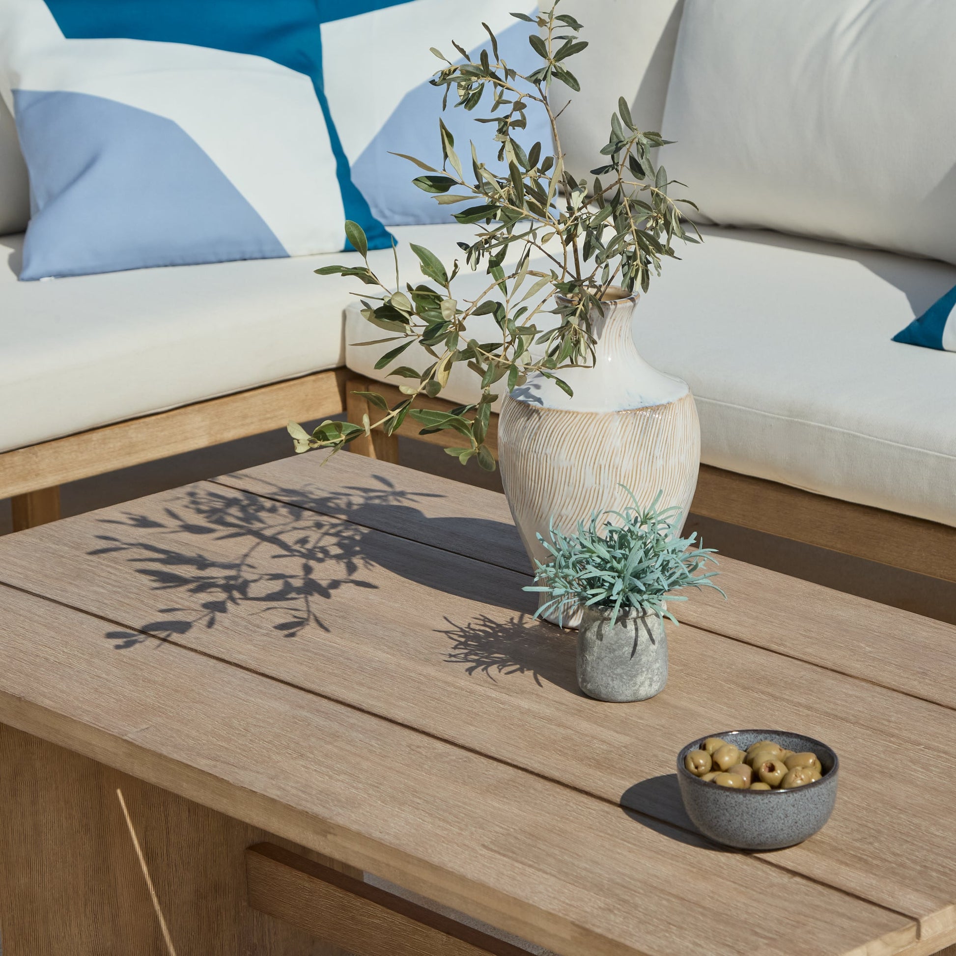 Imani 5 Seater Wooden Garden Corner Sofa with Coffee Table - Laura James