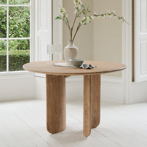 Imogen Chalked Mango Wood Round Dining Table - 120cm