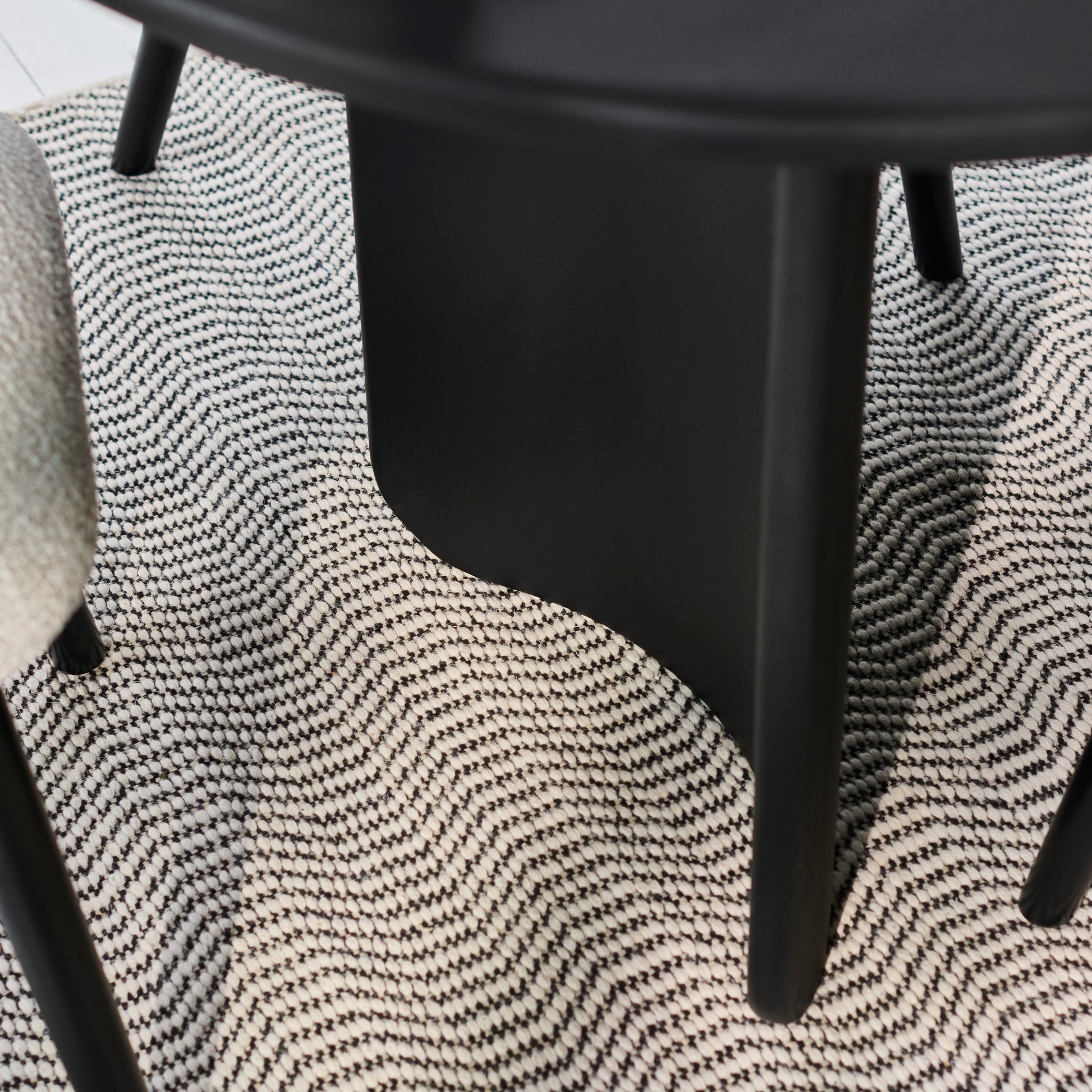 Imogen 190cm Jet Black Mangowood  Wooden Rectangular Dining Table Set - 6 Seater - Freya Oat Boucle Dining Chairs - Black Legs - Laura James