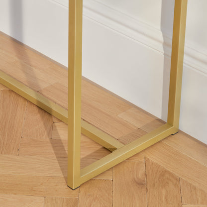 Ines 2 Drawer Console Table - Taupe and Gold - Laura James