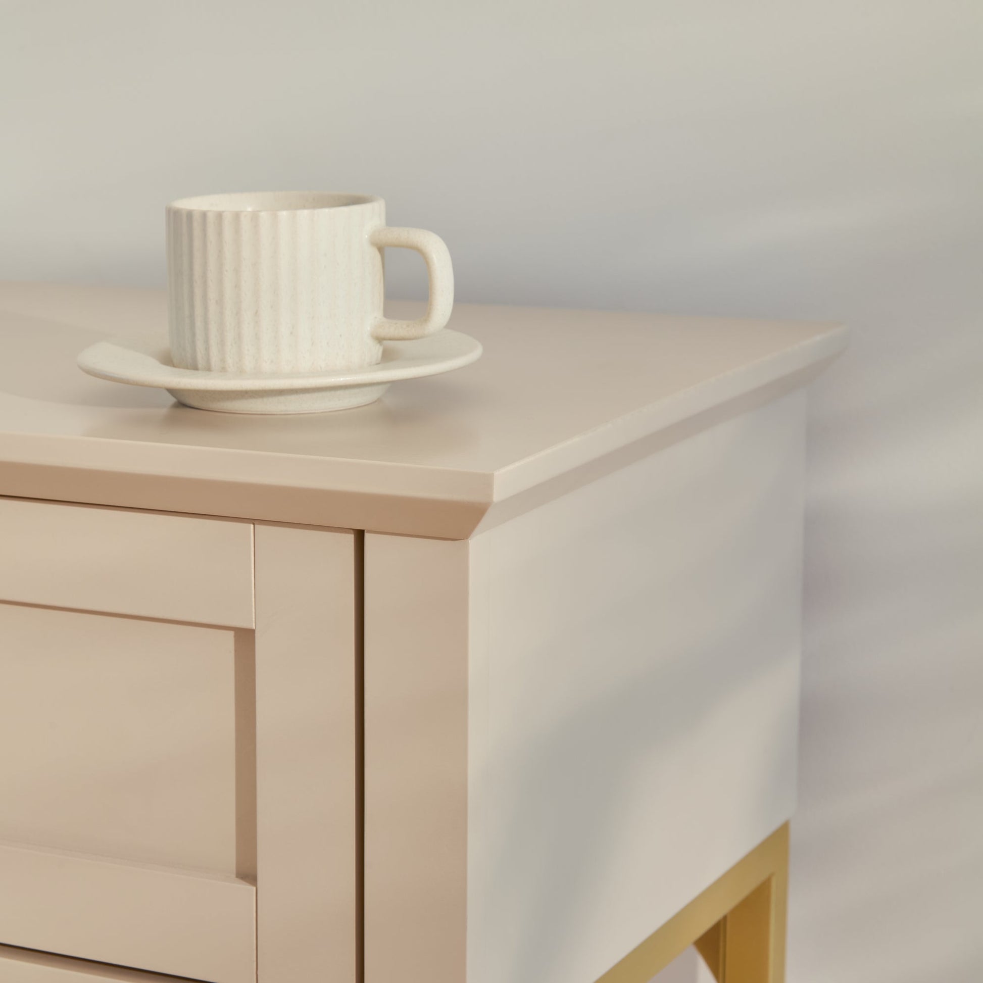 Ines 2 Drawer Console Table - Taupe and Gold - Laura James