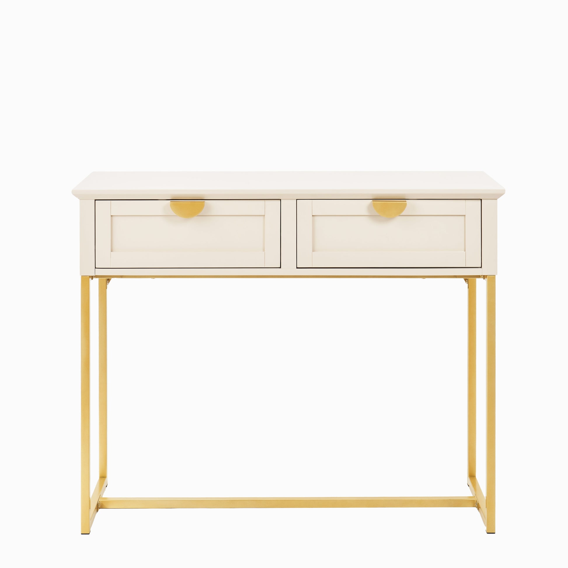 Ines 2 Drawer Console Table - Taupe & Gold - Laura James
