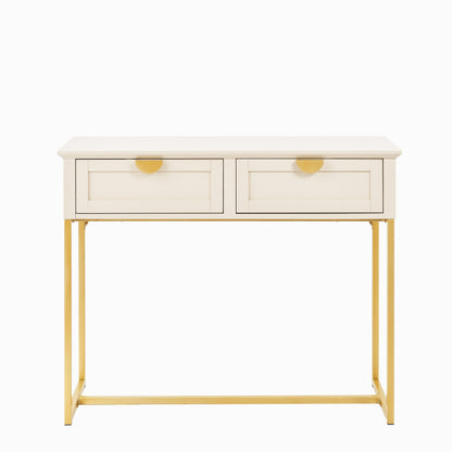 Ines 2 Drawer Console Table - Taupe & Gold - Laura James