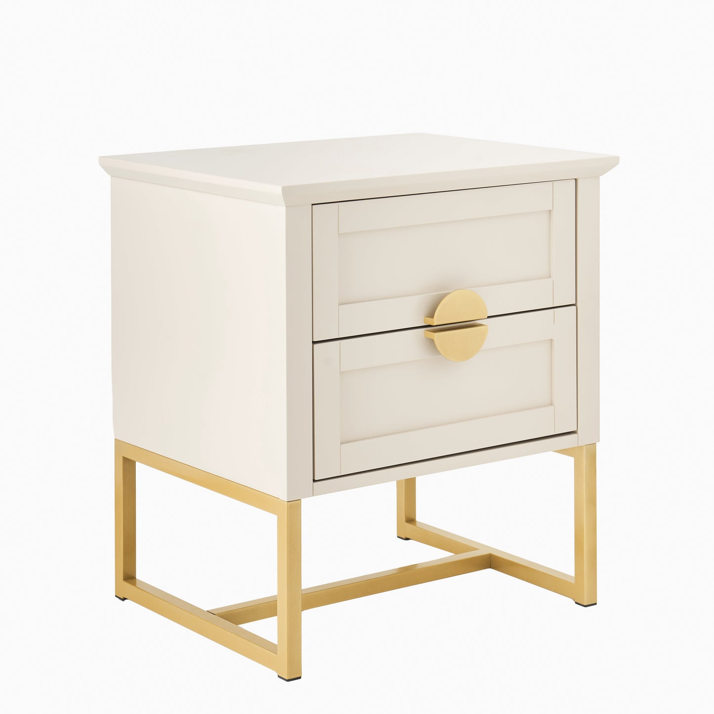 Ines Taupe Bedside Table - Gold Legs - Laura James