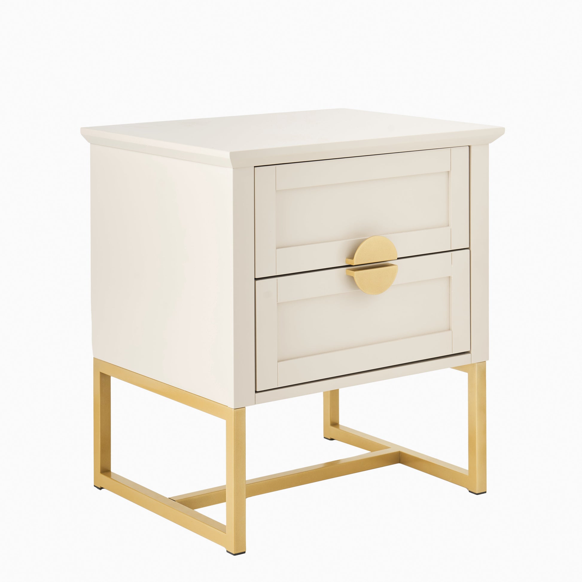 Ines Taupe Bedside Table - Gold Legs - Laura James