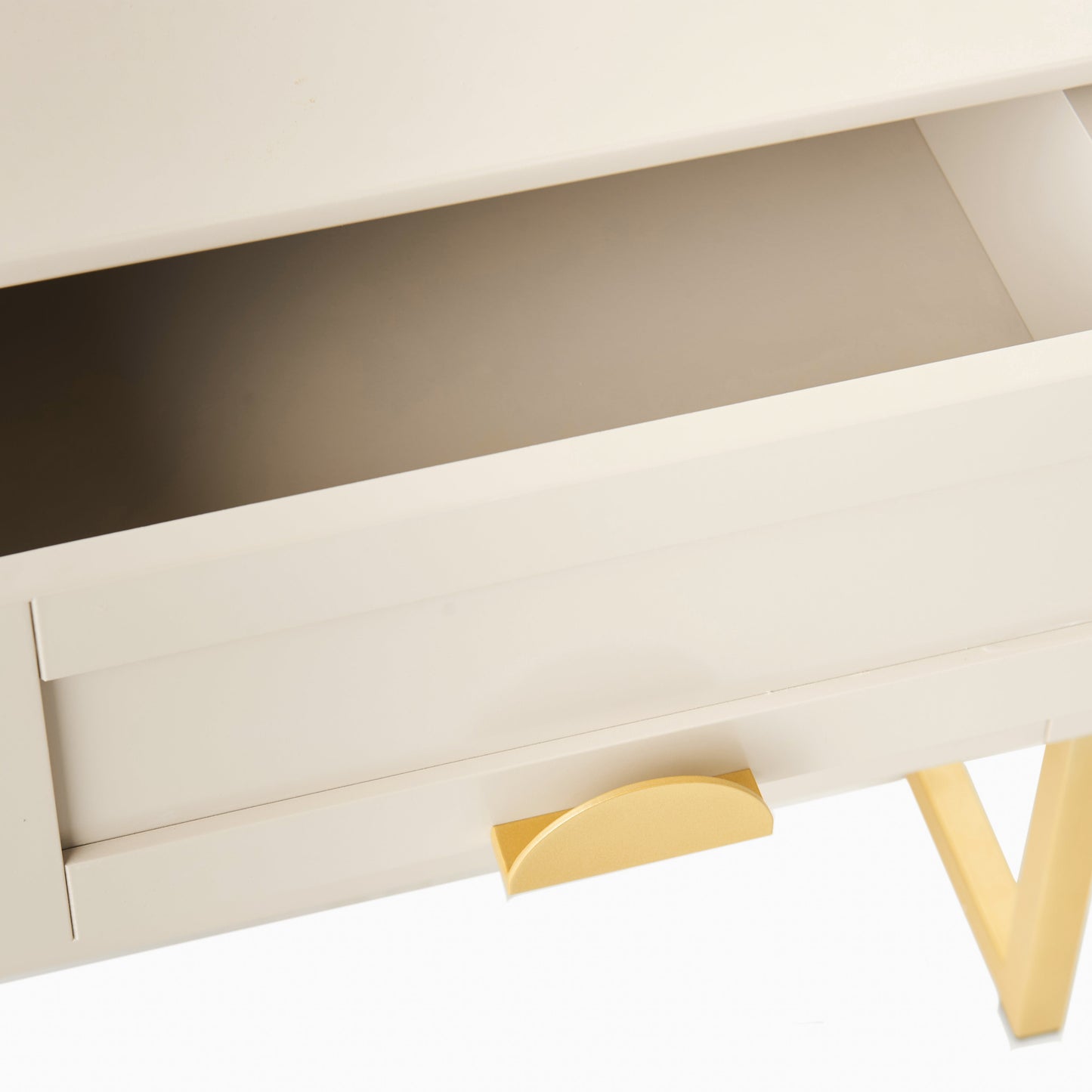 Ines Taupe Bedside Table - Gold Legs - Laura James