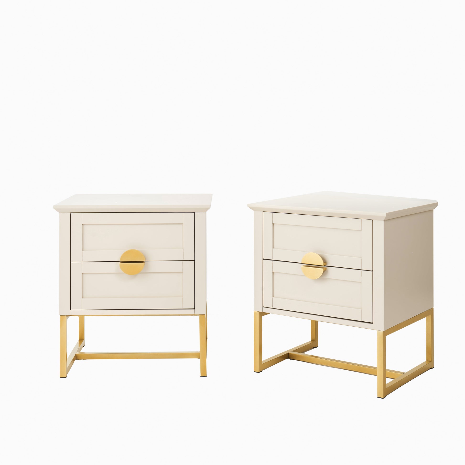 Ines Taupe Bedside Table - Gold Legs - Laura James