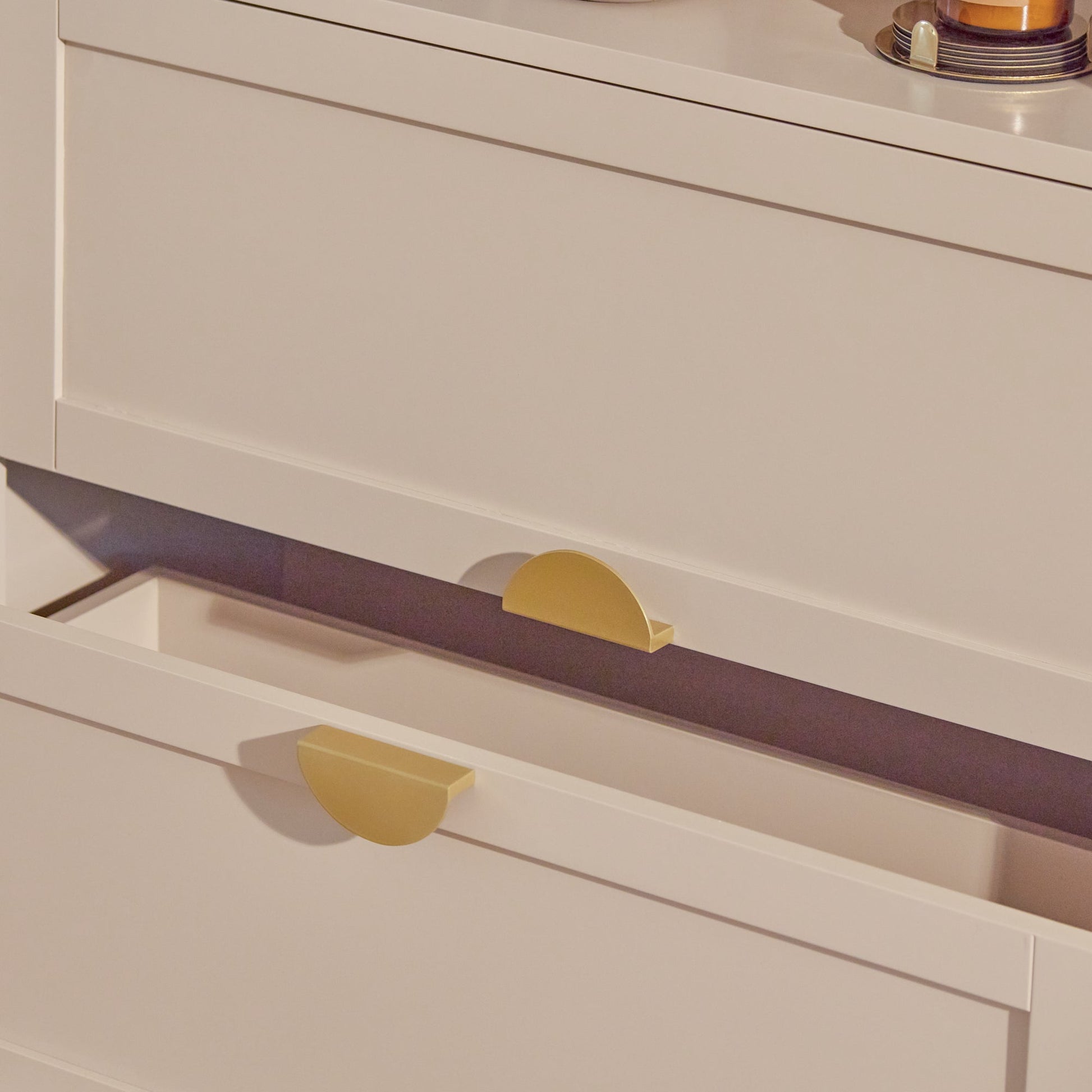 Ines Open Bookcase - Taupe & Gold - Laura James