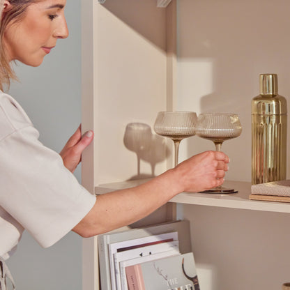 Ines Open Bookcase - Taupe & Gold - Laura James