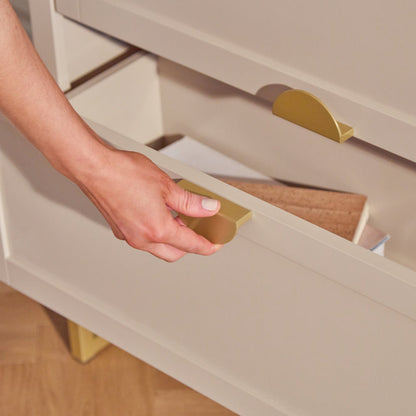 Ines Open Bookcase - Taupe & Gold - Laura James