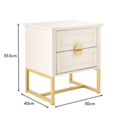 Ines Taupe Bedside Table - Gold Legs - Laura James 