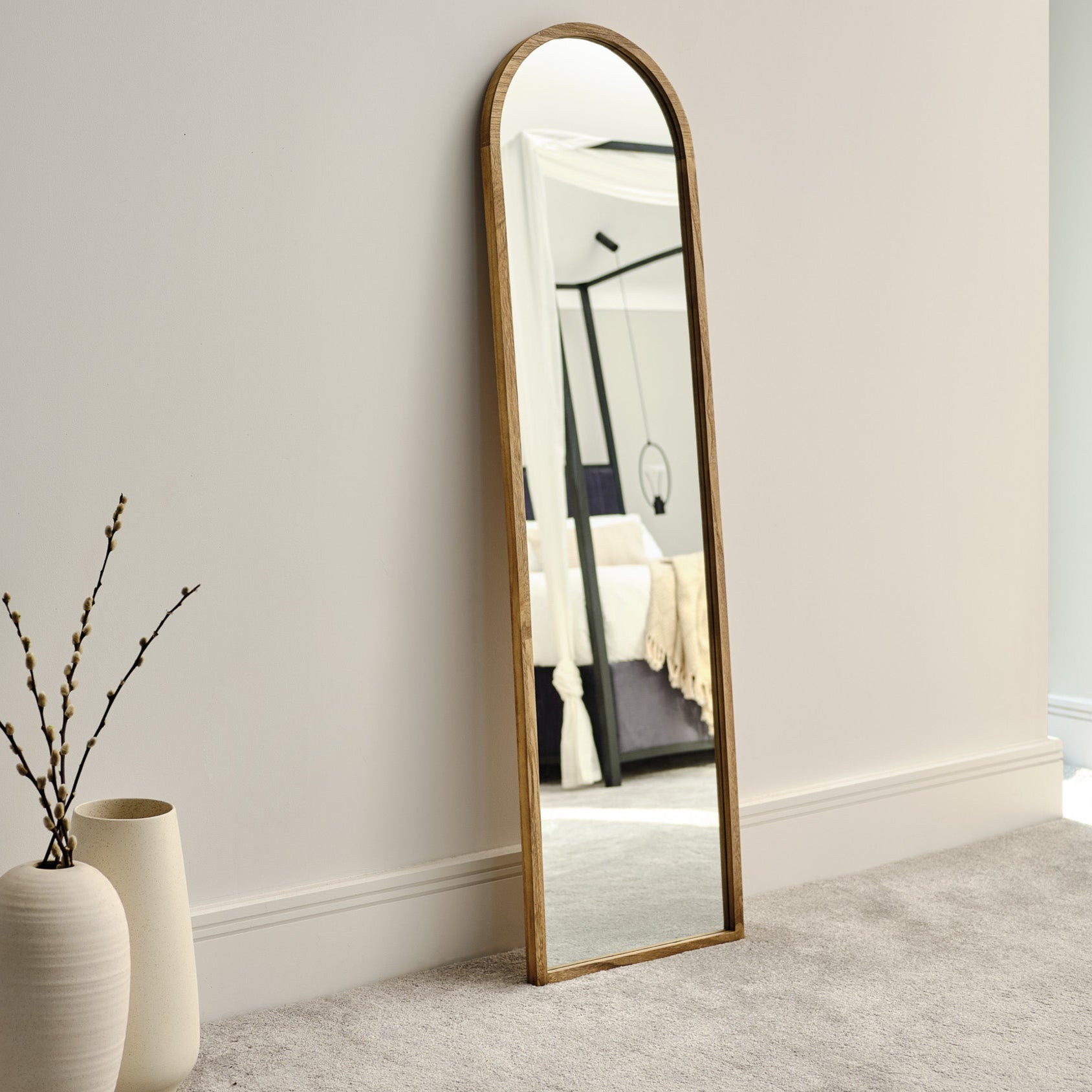 Ingham 140x40cm Wooden Arch Mirror - Natural – Laura James Ireland