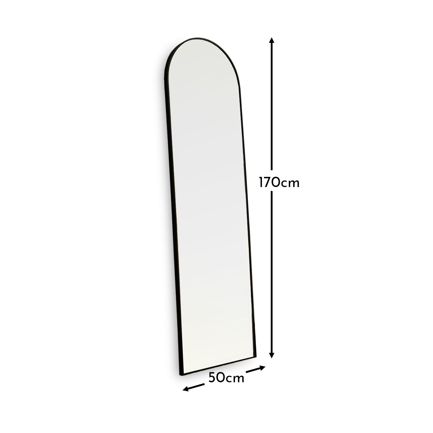 Ingham 170x50cm Full Length Arch Mirror - Black - Laura James 