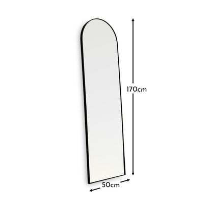 Ingham 170x50cm Full Length Arch Mirror - Black - Laura James 