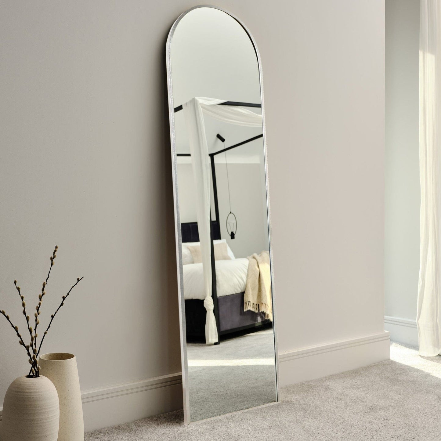 Ingham 140X40cm Metal Arch Mirror - Silver