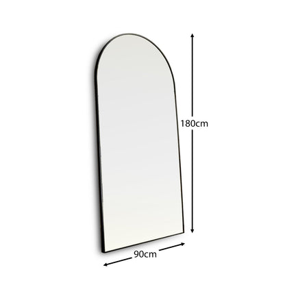 Ingham 180x90cm Metal Arch Floor Mirror - Black - Laura James 