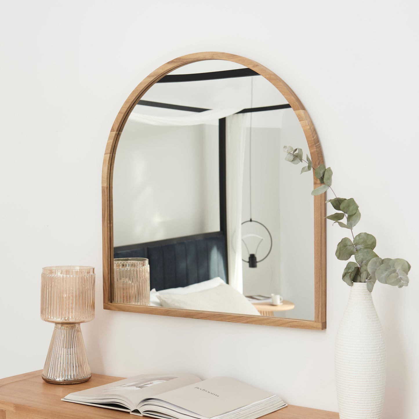 Ingham 70x70cm Wooden Arch Mirror - Natural - Laura James 
