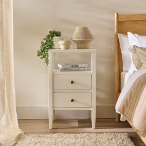 Ivy 2 Drawer Bedside Table - Ivory White