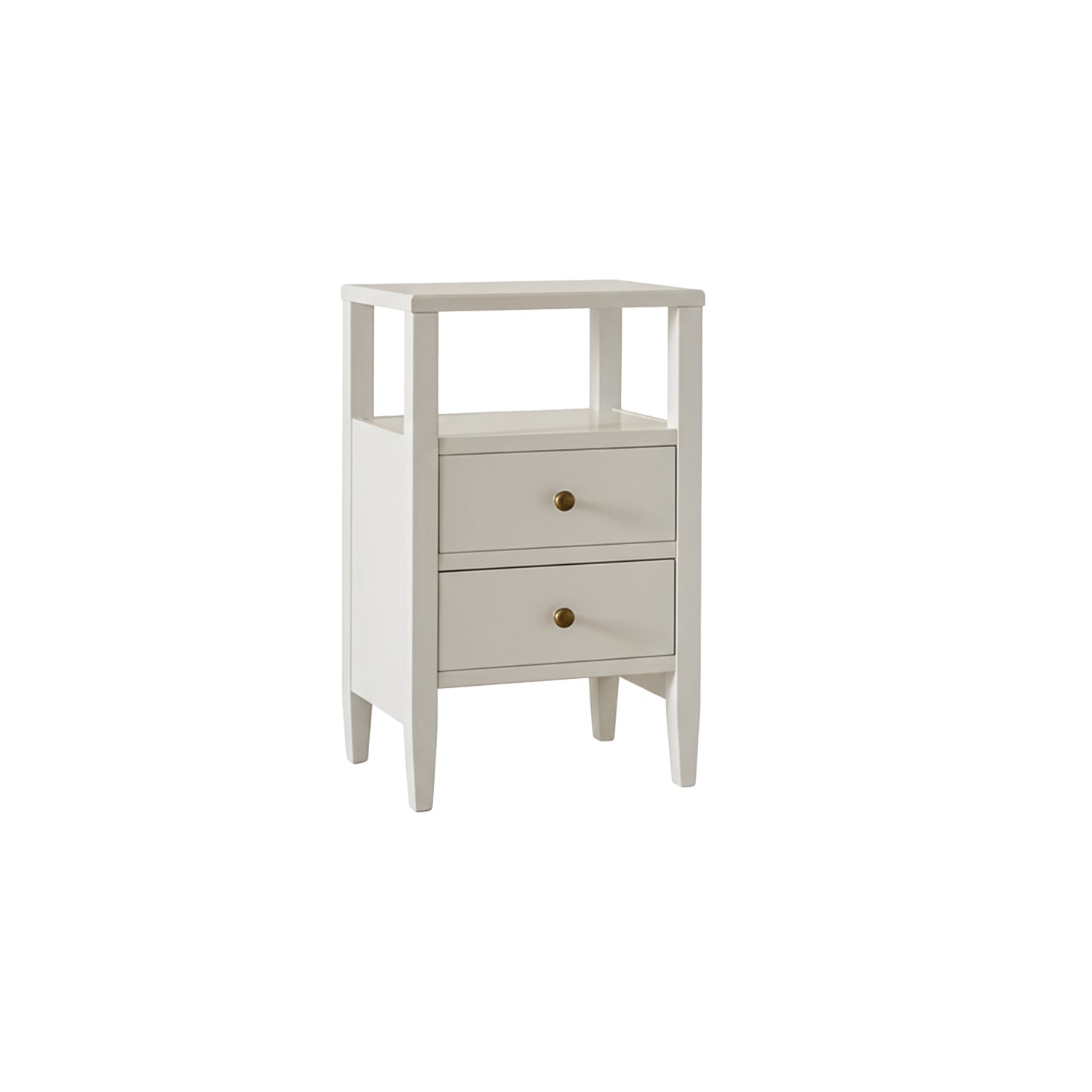 Ivy 2 Drawer Bedside Table - Ivory White - Laura James