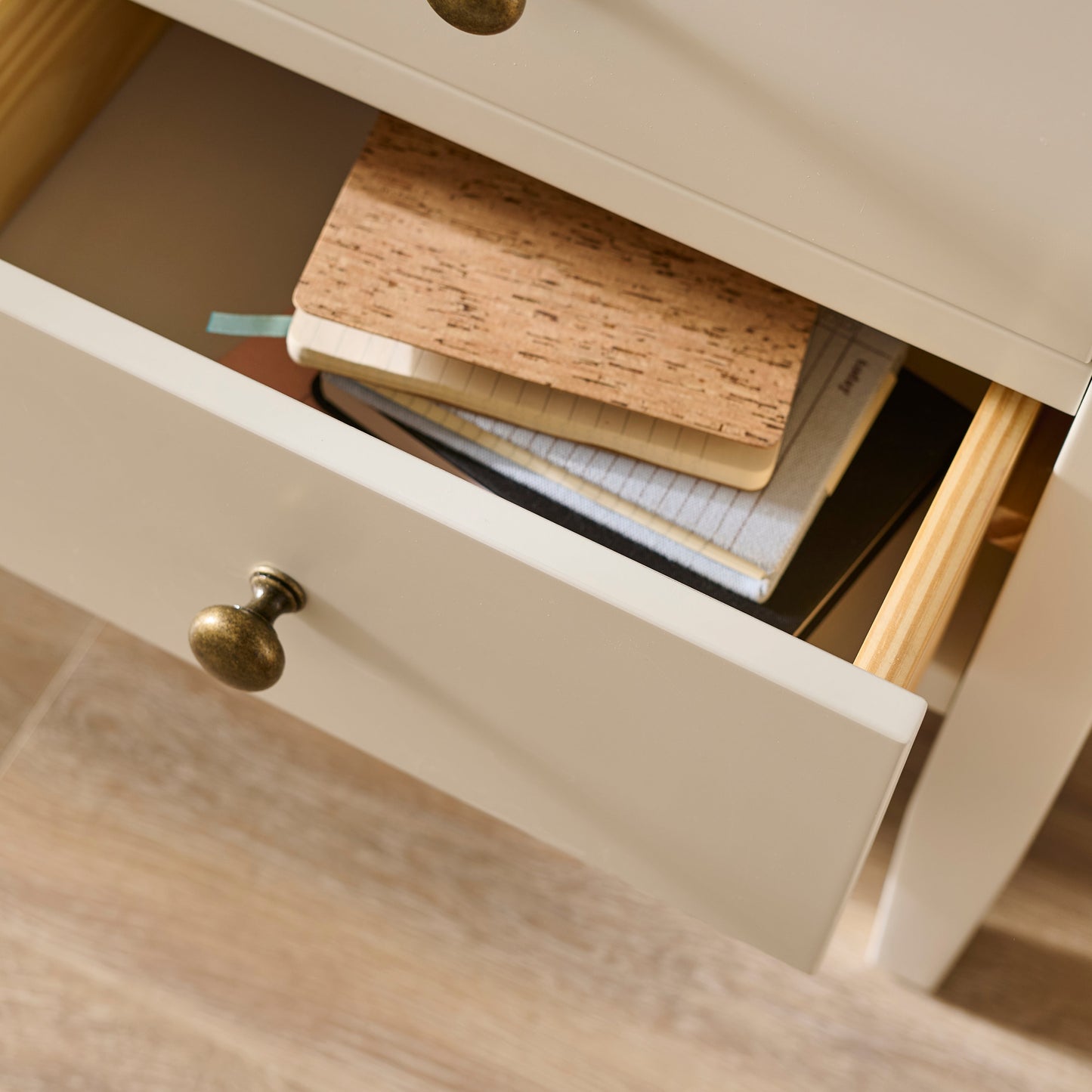 Ivy Ivory White 2 Drawer Bedside Table - Laura James 