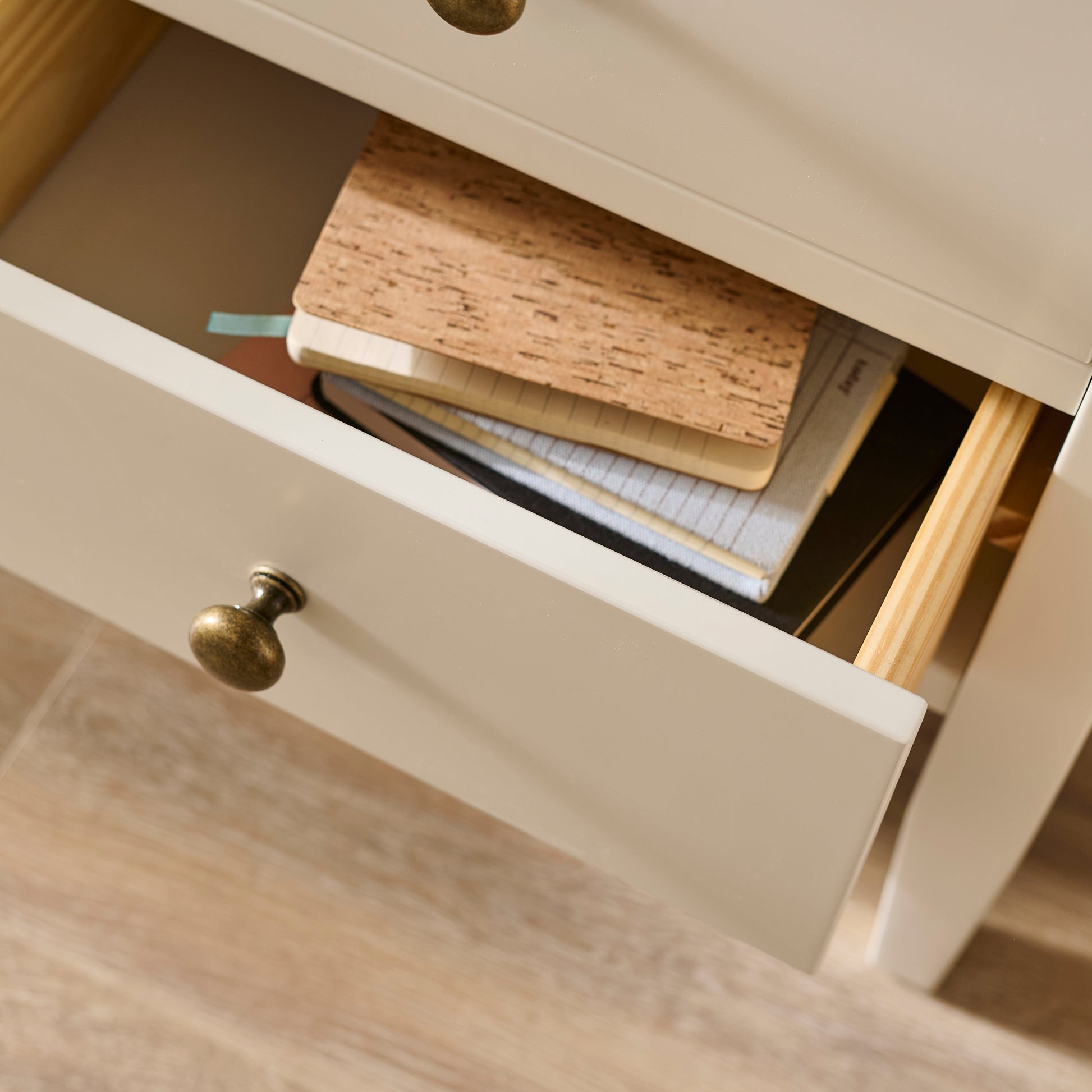 Ivy Ivory White 2 Drawer Bedside Table - Laura James 