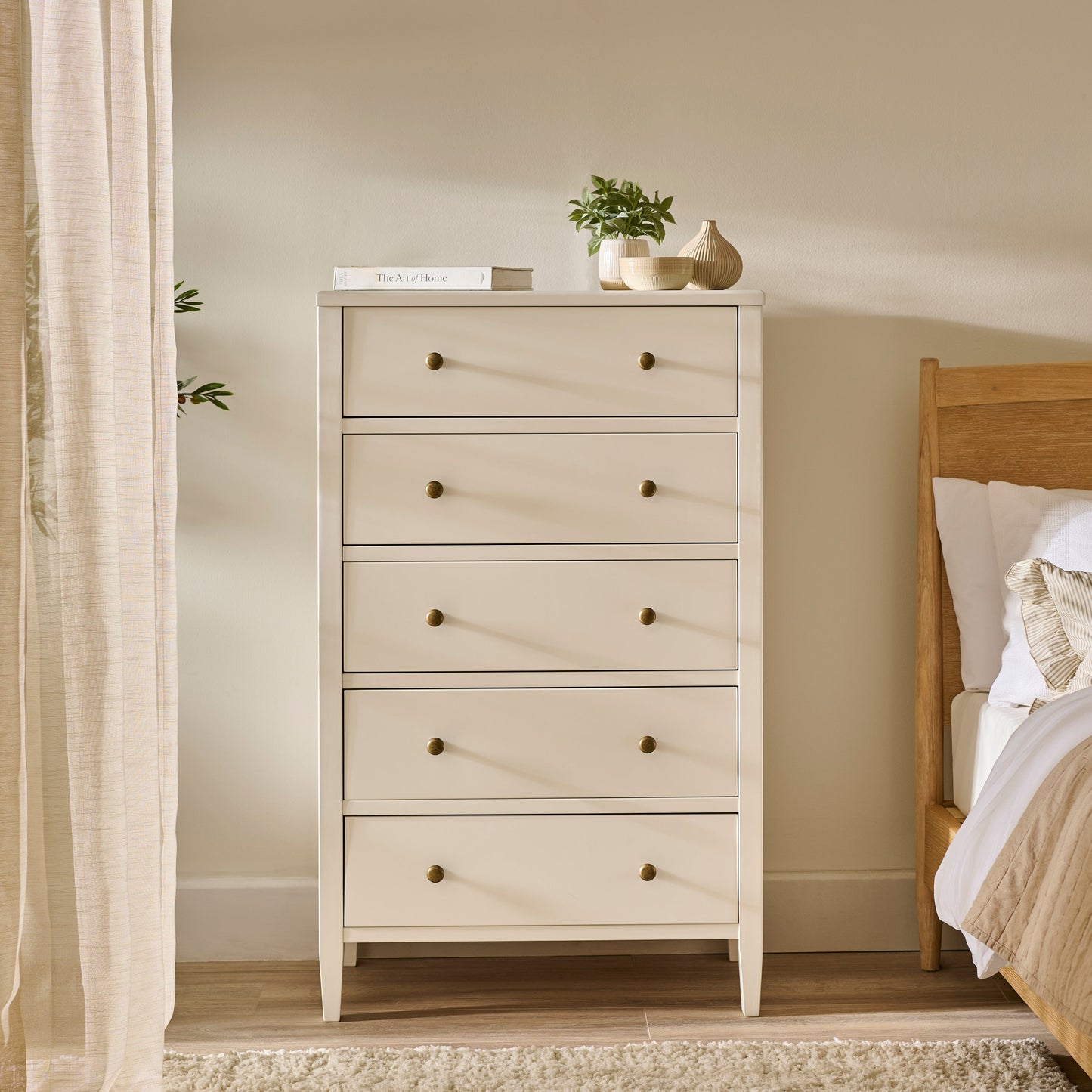Ivy 5 Drawer Tall Chest of Drawers - Ivory White Laura James Ireland Ivy 5 Drawer Tall Chest of Drawers - Ivory White Laura James Ireland