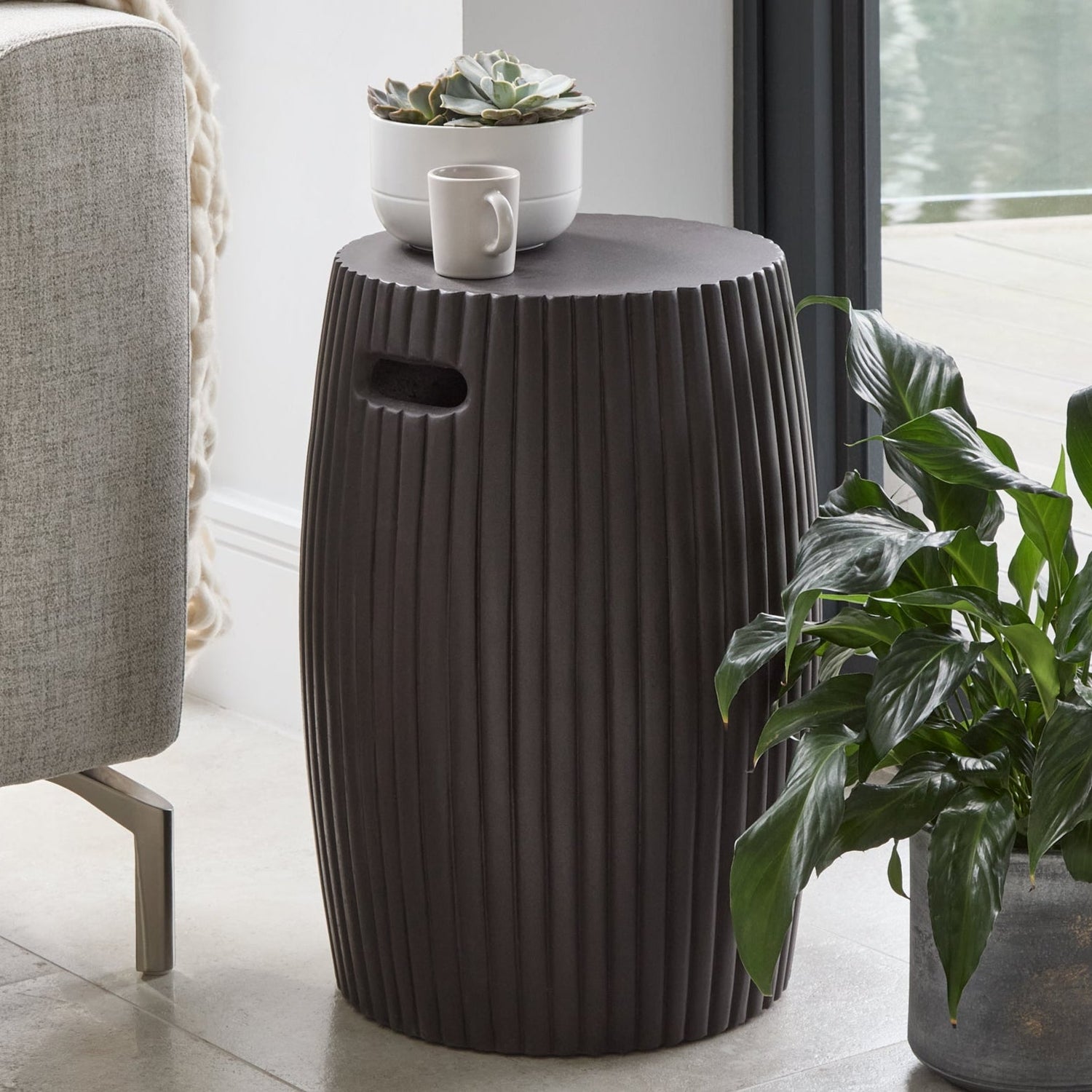 Jabari 35cm Side Table - Lava Black - Laura James 