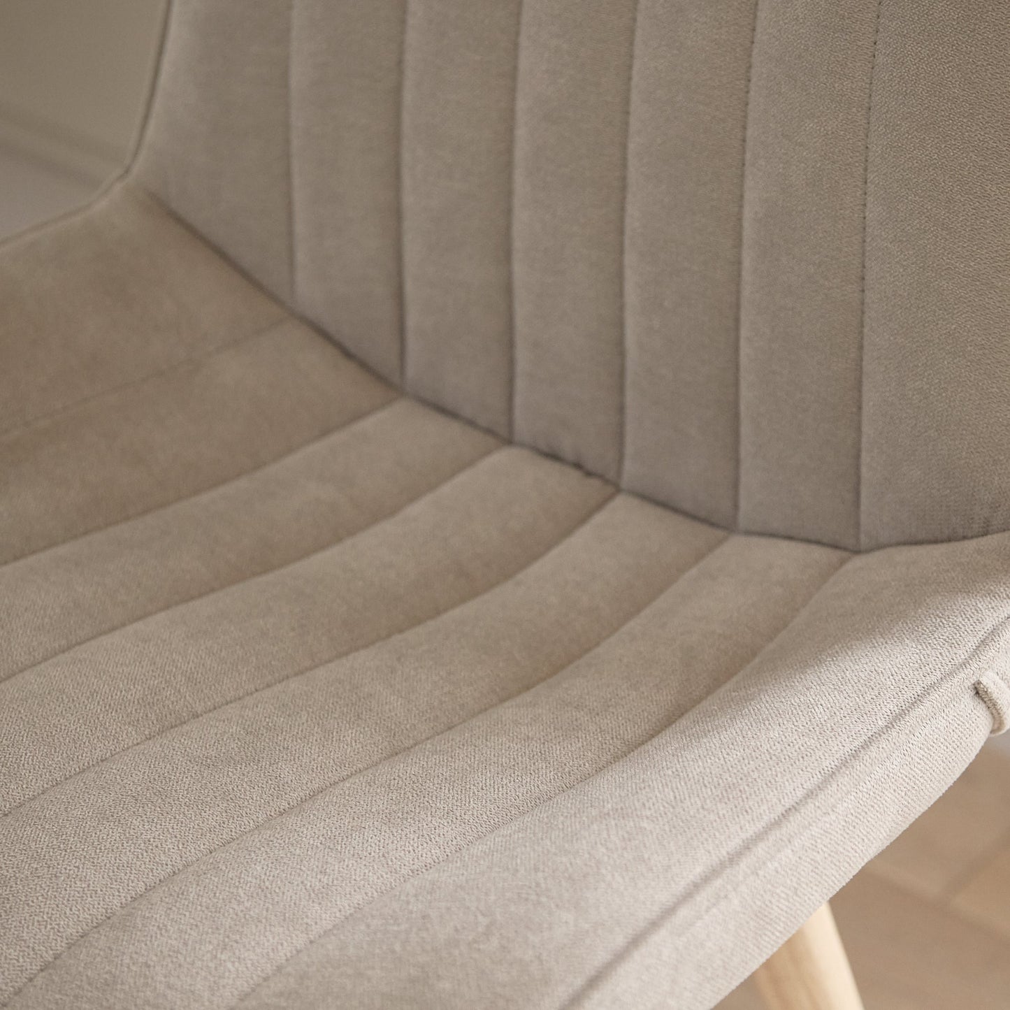 Bella Soft Beige Dining Chairs - Set of 2 - Whitewash Oak Legs