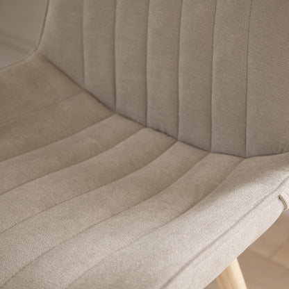 Bella Soft Beige Dining Chairs - Set of 2 - Whitewash Oak Legs