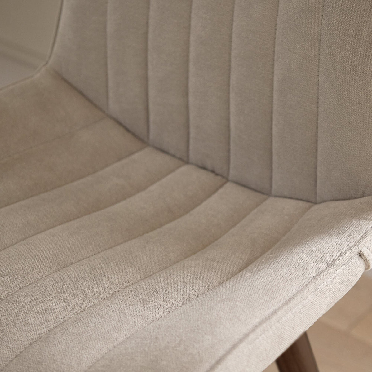 Bella Soft Beige Dining Chair - Set of 2 - Coffee Brown Mango Wood Legs - Laura James 